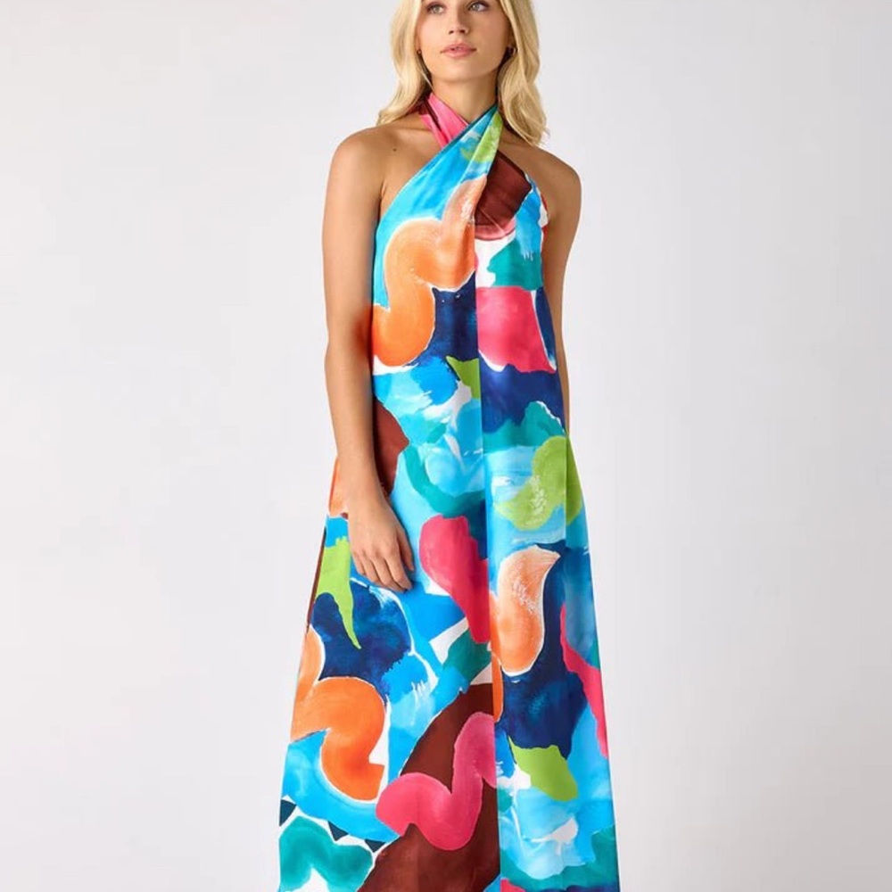 Crosby Cleo Dress Multicolor Halter Maxi Dress